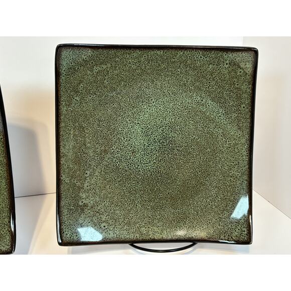 Gibson Gabbay Fusion Wasabi Square Salad Plates Set of 4 Green Stoneware - Picture 7 of 11